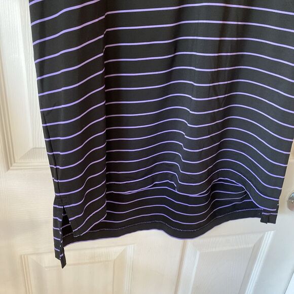 Peter Millar Polo Shirt Mens Large Summer Comfort Corwin Cup Patch Purple Stripe - Picture 4 of 12